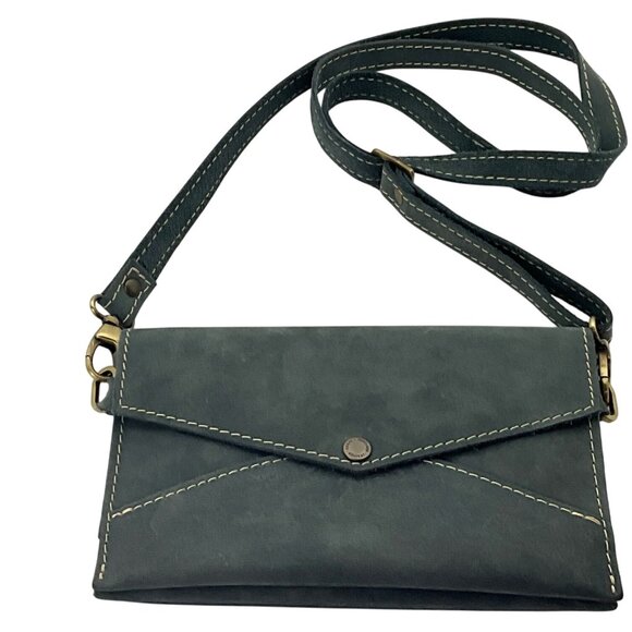 Portland Leather Goods Envelope Clutch Crossbody Bag Gray Convertible - Picture 6 of 15